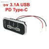 Presa per caricabatteria da auto USB 3 porte 18W PD Type-C 2.1A 1A 12V 24V per presa adattatore di alimentazione per bus per camion ATV per barche RV