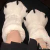 Boots Creative Cute Bear Claw Winter Slippers Boys Girls Home Slippers Furry Warm Couple Indoor Shoes Women Cotton Boots Fur Slides 220903