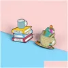 Pins Brooches Cartoon Cute Book Coffee Cup Brooches For Women Fashion Paint Lapel Pins Funny Colorf Enamel Badges Denim Shirt Gift Dhxst