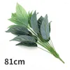 Decorative Flowers 81cm Artificial Green Plant Magnolia Leaf Red And Handle Fake Home Decoration Ornaments Tree Bonsai