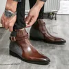 Botas de botas BOOT Black Fashion Winter Gentlemen Leather top High Shoes quentes Tamanho 3948 221128
