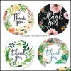 Other Decorative Stickers Flower Pattern Thank You Sticker Circar Floral Design Handmade Gift Stickers Wedding Birthday Decor Label Dhiwu