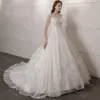 Vintage Spitze Brautkleid Applikationen Perlen O-Ausschnitt Prinzessin Brautkleider 2022 nach Maß