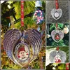 Decorazioni natalizie Decorazioni natalizie Ornamento Ala d'angelo Cuore d'amore Etichette albero personalizzate Pendenti fai da te 3 9Hl H2 Drop Deliver Dhnuh