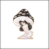 Pins Broschen Pilz Dame Emaille Pins Benutzerdefinierte Mädchen Und Pflanzen Broschen Revers Abzeichen Cartoon Natur Kunst Schmuck Geschenk Für Fr Dhgarden Dhmhr