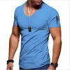 Heren t shirts t-shirt zomer v-neck tees fitness bodybuilding korte mouw mannen high street zipper ontwerp mode tops