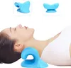 Home Neck and Shoulder Relaxer for TMJ Pain Relief Cervical Traction Stretcher Cervical Spine Alignment Headache Chiropractic Pillow with Massage Points Blue