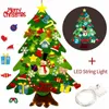 Decorações de Natal Decoração em casa Diy Felt Christmas Tree Wall Holding Artificial Xmas Tree com Papai Noel Snowflakes Ornament Year Kid Presente 221125