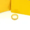 Fashion Luxury Band Wide Rings Men Lady Brass Engraved Hollow Out F Letter 18K Gold Wide Ring Women Jewelry Gifts FRN --09
