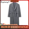 Ropa de dormir para hombre, albornoz de lujo con cuello chal de invierno, bata de tres capas de algodón de talla grande 4XL para caballeros, estilo sencillo gris elegante 221124