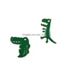 Pins Brooches Gold Plated Green Dinosaur Crocodile Cartoon Brooches For Women Cute Japanese Ins Metal Enamel Paint Lapel Pins Funny Dhprg