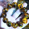 Strand 16mm Natural Golden Beeswax Bracelet Old Amber Buddha Beads For Men Certificate