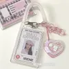 Labels Tags MINKYS Arrival Love Heart Kawaii 3 inch Acrylic Transparent Pocard Holder Card Po Bag Pendant School Stationery 221128