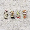 Pins broches cartoon delicatesse pins 4pcs/set gelaagde hamburger gyoza ramen cake broches voor vrouwen email pin sieraden metalen badges den dhawg