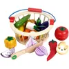 Moeder tuin houten mand keuken speelgoed kinderen snijden fruit groente spelen miniatuurvoedsel kinderen baby vroeg educatief spel doen alsof speelgoed
