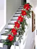 Julekorationer 2M 10LED String Lights Flowers Garland Artificial Poinsettia Flower Xmas Tree Ornaments for Home Oire Pise Decoration 221125