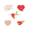 Pins broches creatieve cartoon hou van ￩￩n pijl door de hart broches set 5pcs goud vergulde email verfbadges voor meisjeslegering l dhada