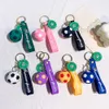 Simulation Football Sac Porte-clés Anneaux Longes PVC Boule Ronde Pendentif Porte-clés Charmes Bijoux Voiture Porte-clés Titulaire Football Sport Souvenir Cadeaux pour les Fans