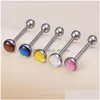 Tongue Rings Colorf Tongue Piercing Barbell Stud Ring Bar Surgical Steel Punk Women Body Jewelry Reflective Discoloration Drop Delive Dhokq