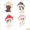 Pins Broschen Pilz Dame Emaille Pins Benutzerdefinierte Mädchen Und Pflanzen Broschen Revers Abzeichen Cartoon Natur Kunst Schmuck Geschenk Für Fr Dhgarden Dhmhr