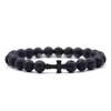 Beaded 8Mm Lava Stone Turquoise Bracelet Bangles Cross Natural Energy Yoga Beaded Drop Delivery Jewelry Bracelets Dh1Dx