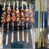 Barbekü Araçları Aksesuarlar 5/6pcs 55cm Siller Uzun Sap Shish Kebap Barbekü ızgara Çubukları Ahşap Çatal Paslanmaz Çelik Açık İğne Çantaları 221128