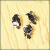 Pins Brooches Enamel Brooch Pins Magic Fantasy Witch Crow Colors Moon Flowers Skeleton Brooches For Party Gift Lapel Pin Cl Dhgarden Dh9Fn