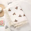 Blankets Swaddling Cute Bear Muslin Squares Cotton Baby for born Plaid Infant Swaddle Babies Accessories Bed Summer Comforter 221128