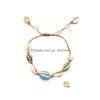 Charm Bracelets Handmade Weave Puka Color Shell Bracelet Rope Chain For Women European And American Simplicity Ethnic Beach Jewelry Dhjad