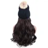 Beralar 22 "Sentetik Kıvırcık Örgü Kayak Kış Şapkaları Saç Peruk Beanie Bağlı Şapka Kız Takılmak Doğal Pamuk Yapımı