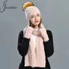 Hattar halsdukar handskar Wholale Hat Scarf Glov Set 3 Piec Outdoor Luxury Women Custom Cashmere Wool Sticked Winter Beanie