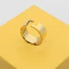 Designer smycken mässing graverade ihåliga ringar band diamanter män lady f brev 18k guld bred ring kvinnliga smycken älskare gåvor frn --04