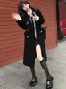 Kvinnors dikerockar 2022 JK Coat Kvinnor Midlängd japansk college kvinnlig high street Badge dubbelbröst ull svart vindbrytare