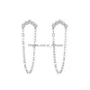 Stud Koreaanse vrouwen Lange Tassel Chain Stud -oorbellen Arcshaped Diamond Copper Ear Drop Girls Jurk Party Geschenkkleding Dange Earring Jewel Dhote