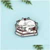 Broches Broches Dessin Animé Belle Sleepy Cat Broche Broches Drôle Carte Livre Émail Broches Pour Les Filles Cadeau Bijoux Badges Sac Vêtements Acces Dhpn0