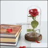 Ghirlande di fiori decorativi Rosa in vetro a led Fiori decorativi Cupola Rose rosse San Valentino Festa della mamma Regalo speciale romantico 202201 Dhybc