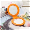 Mirrors Pu Small Round Mirror Two Face Fold Cosmetic Mirrors Red Orange Green Mti Colors Beauty Accessories 2 2Hl L1 Drop Delivery H Dh0Sr