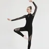 Stage Wear Mesh Gymnastique Initard pour femmes Noir Ballet Danse Justaucorps Adulte Vêtements Professionnels Costume JL1542