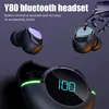 Handy-Kopfhörer Y80 TWS Ohrhörer Rauschunterdrückung LED-Digitalanzeige Drahtloses Bluetooth 5.2-Headset Gaming-Sportkopfhörer für alle Telefone iPhone 14 Samsung S22