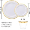 Disposable Dinnerware 25pcs Golden Rose Plastic Tableware Birthday Set And Plate Salad Fork Spoon Party Decoration 221128