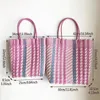 Evening Bags Fashion Hand-woven Striped Handbag Ladies Casual Color Woven Basket Environmental Protection Shopping Bag Summer Beach 2022