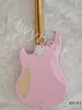 Anpassade elektriska gitarr Maple Neck and Fingerboard Dot Inlay Pink Color Body With Single Sound F Hole P90 Soap Shape Pickups