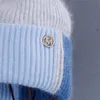 Beanieskull Caps кроличьи мех зимняя шляпа для женских бобов мягкие теплые пушистые розовые ангора вязаные черепа 221125