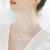 Necklaces S999 Four leaf Grass Silver Necklace Women's Ins Small Style Design Versatile Jewelry Pendant