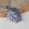 Ethnic Indian Head Portrait Pendant Necklace Ancient Silver Stainless Steel Necklaces for Women Men Hiphop Fine Fashion Jewelry