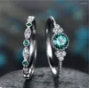 Anéis de casamento Modyle 2pcs/set azul e verde cúbico zirconia anel para mulheres moda zircon atacado