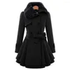 Kvinnors dikerockar M-5XL Kvinnor Coat Double Breasted Belt Autumn Winter Korean Style Slim Lapel Wool Overcoat Elegant Office Dress Jackets