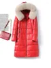 Women's Leather Women Winter Coat Duck Down 2023 Real Sheepskin Jackets Hooded Warm Fur Collar Coats Mid-length Puffer Jacket