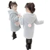 Coat Girls Woolen 4 7 9 12 14 Years old Childrens Clothing Cotton Warm Outwear Winter Chickening Trench Snow Wear s 221125