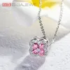 Gigajewe 0.6CT VVS1 Ronde gesneden Moissanite hanger ketting vier blad klaver 925 zilveren vrouwen meisje cadeau gmsn-032